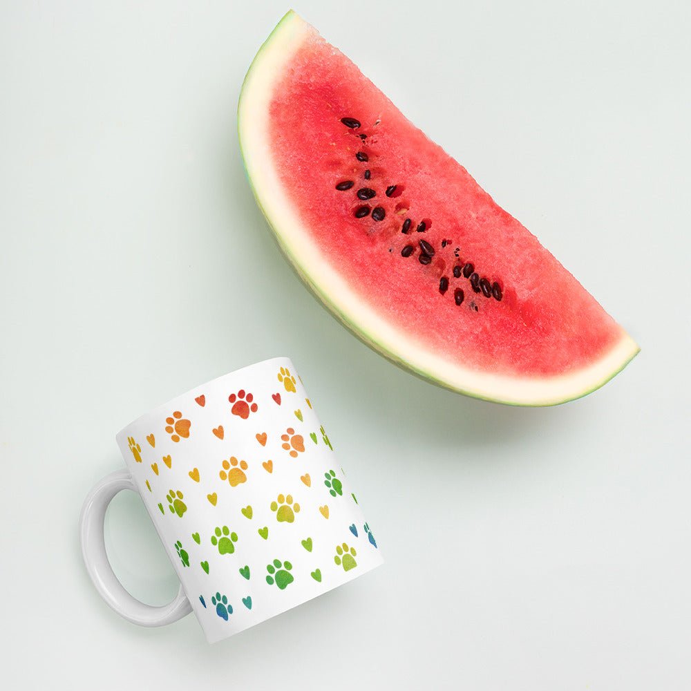 Paw Prints White Mug-DoggyLoveandMore