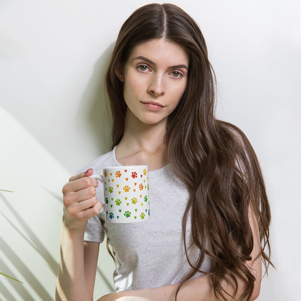 Paw Prints White Mug-DoggyLoveandMore