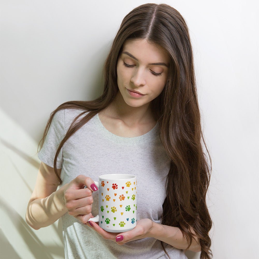 Paw Prints White Mug-DoggyLoveandMore