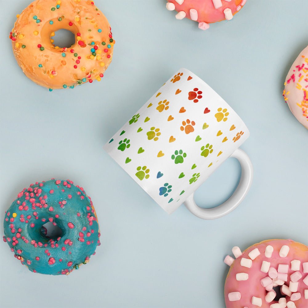 Paw Prints White Mug-DoggyLoveandMore
