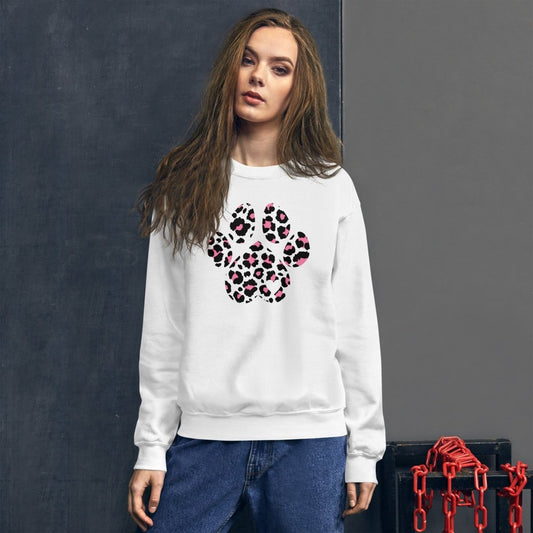 Pink and Black Leopard Print Dog Paw Sweatshirt - DoggyLoveandMore