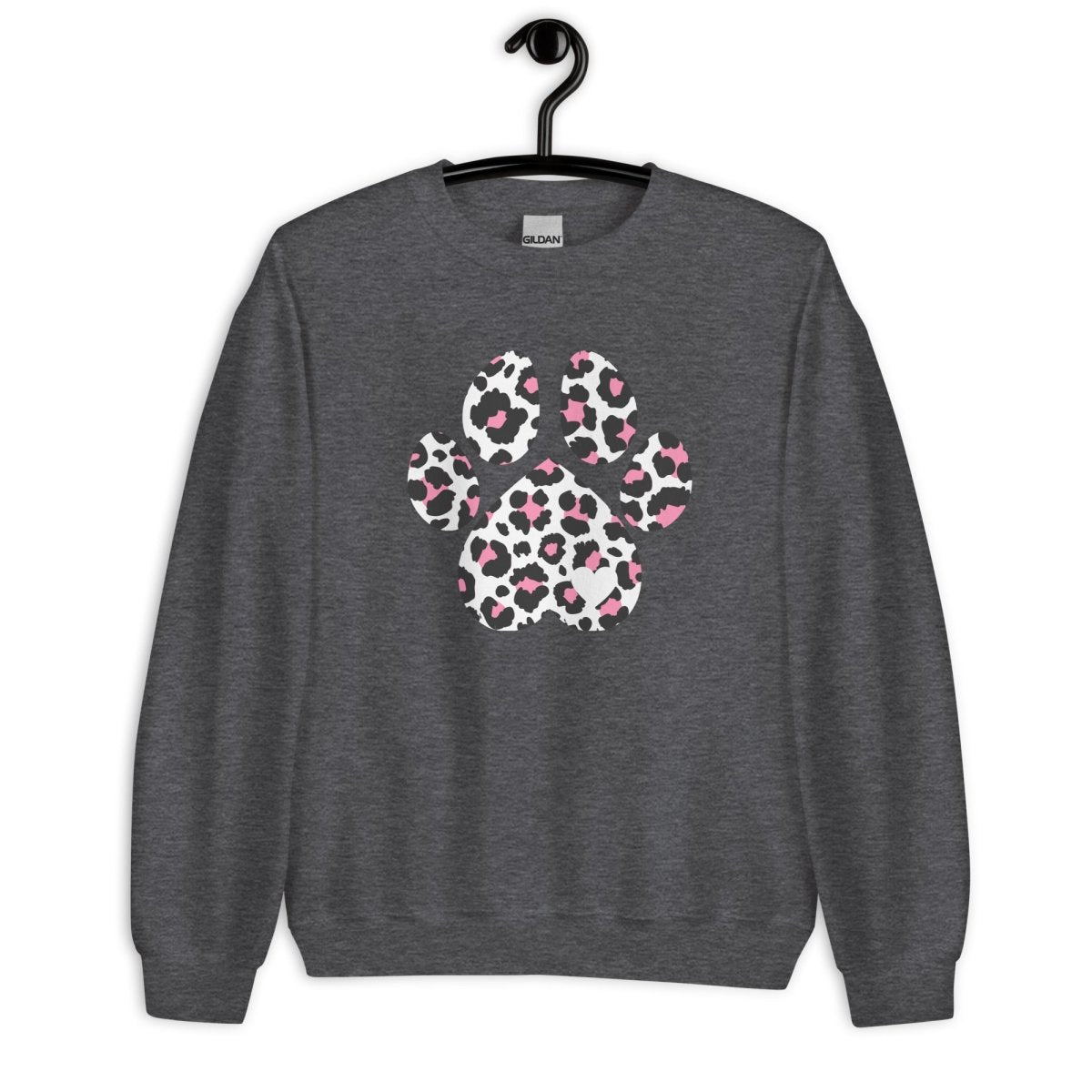 Pink and Black Leopard Print Dog Paw Sweatshirt - DoggyLoveandMore
