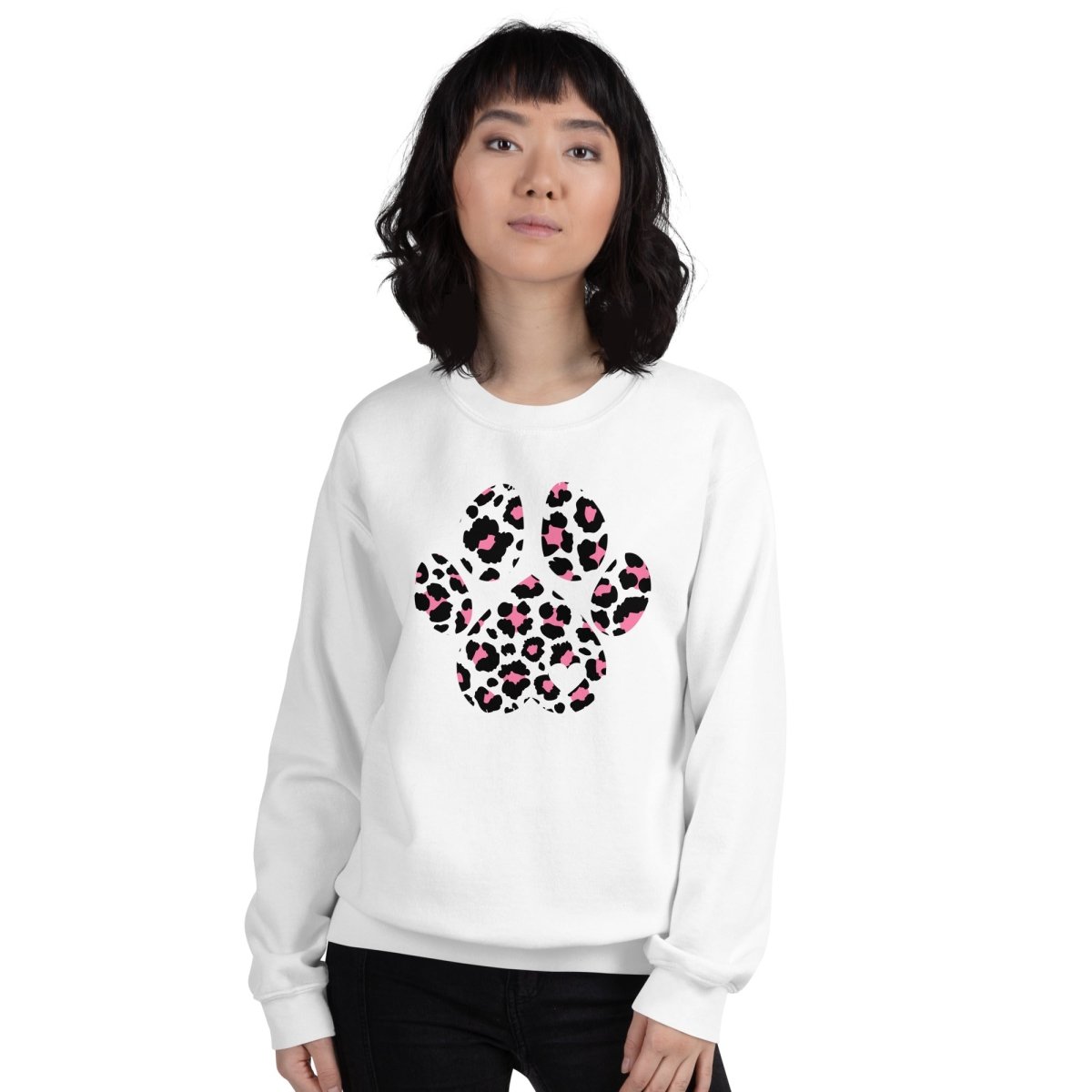 Pink and Black Leopard Print Dog Paw Sweatshirt - DoggyLoveandMore