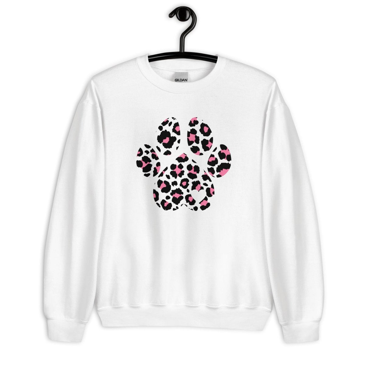 Pink and Black Leopard Print Dog Paw Sweatshirt - DoggyLoveandMore