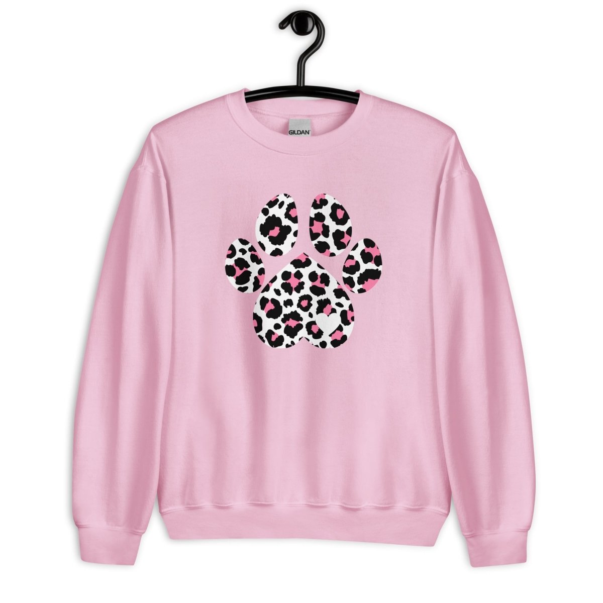 Pink and Black Leopard Print Dog Paw Sweatshirt - DoggyLoveandMore