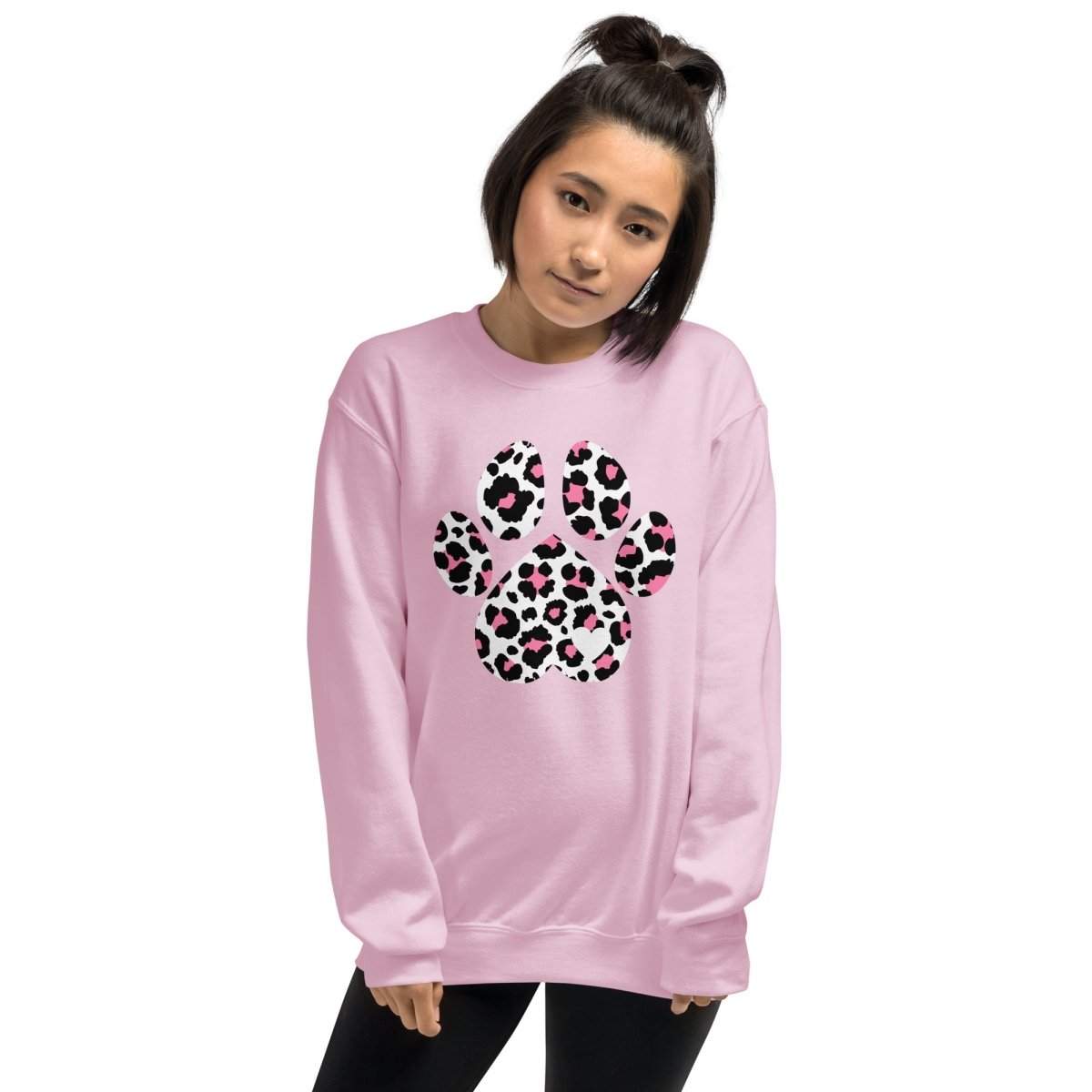 Pink and Black Leopard Print Dog Paw Sweatshirt - DoggyLoveandMore