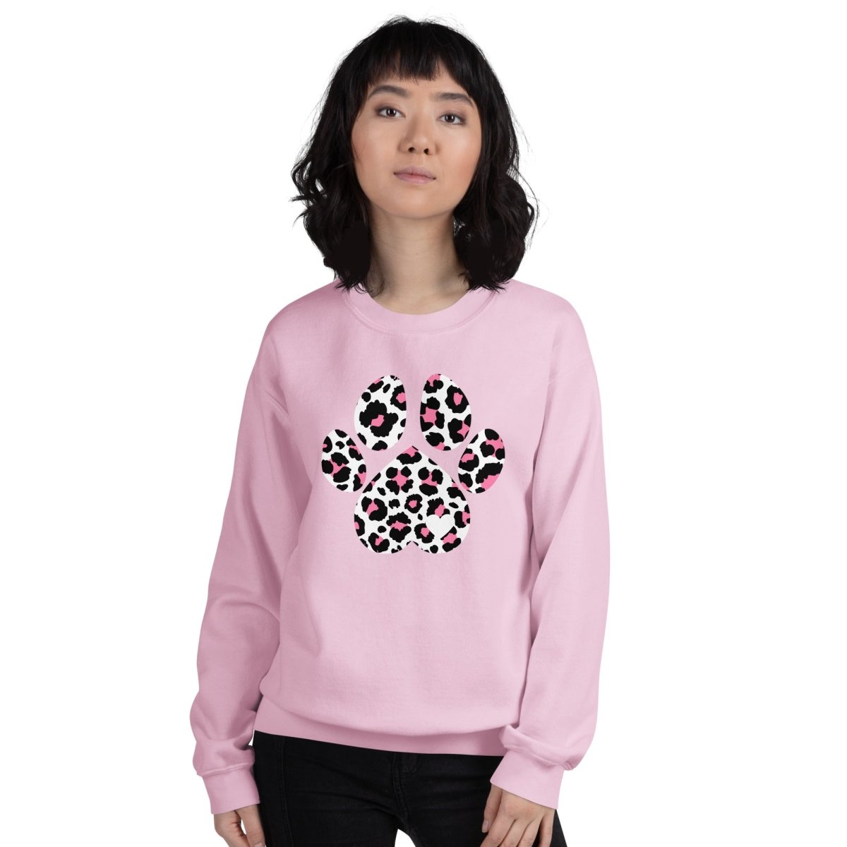 Pink and Black Leopard Print Dog Paw Sweatshirt - DoggyLoveandMore