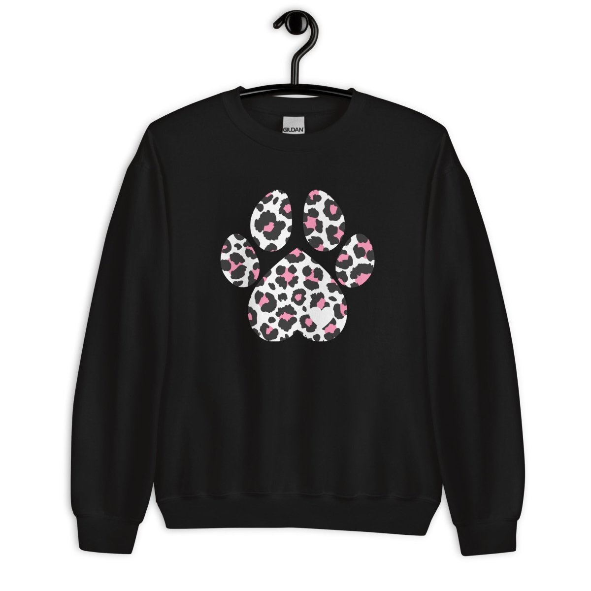 Pink and Black Leopard Print Dog Paw Sweatshirt - DoggyLoveandMore
