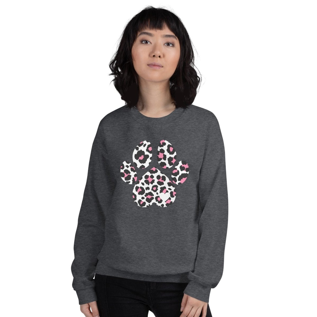Pink and Black Leopard Print Dog Paw Sweatshirt - DoggyLoveandMore