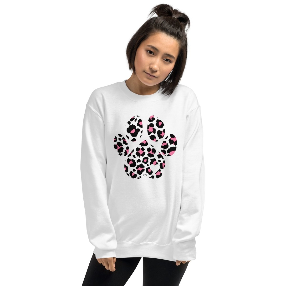 Pink and Black Leopard Print Dog Paw Sweatshirt - DoggyLoveandMore