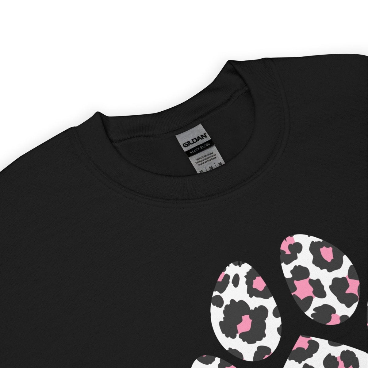 Pink and Black Leopard Print Dog Paw Sweatshirt - DoggyLoveandMore