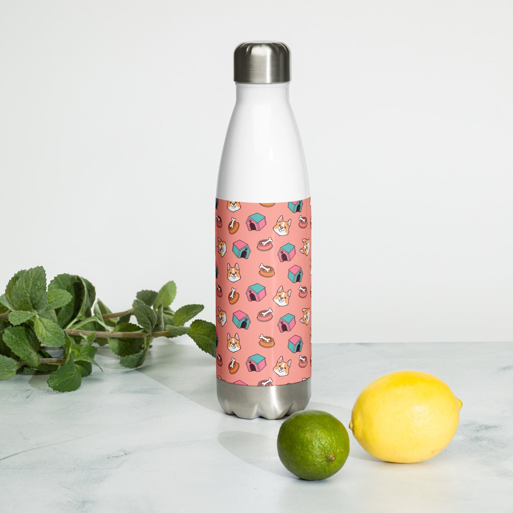 Pink Kids Stainless Steel Water Bottle-DoggyLoveandMore