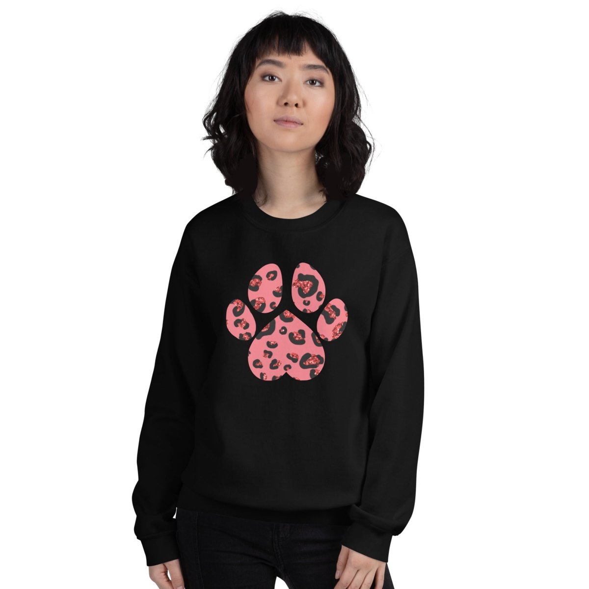 Pink Leopard Print Dog Paw Sweatshirt - DoggyLoveandMore