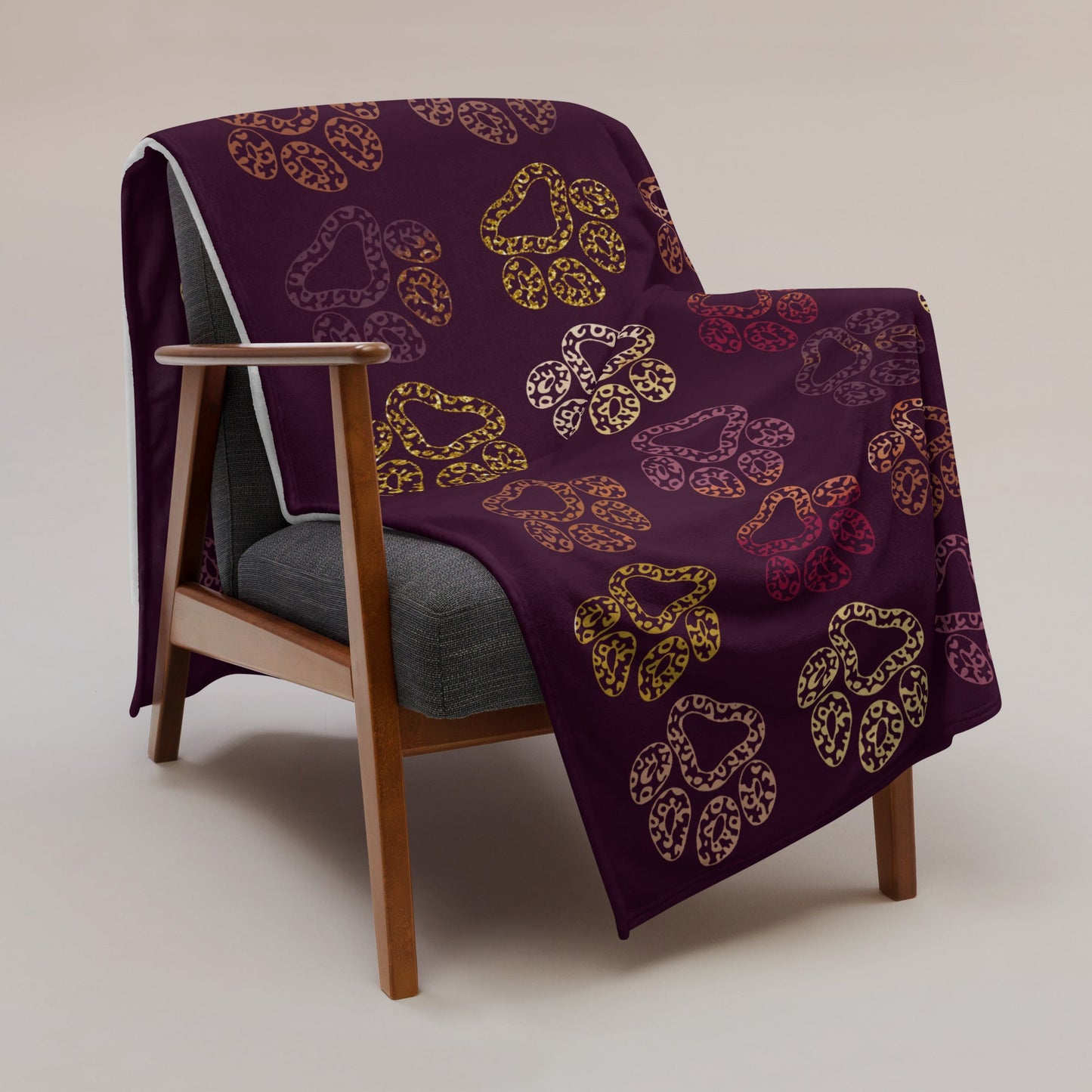 Plum Paw Prints Throw Blanket-DoggyLoveandMore