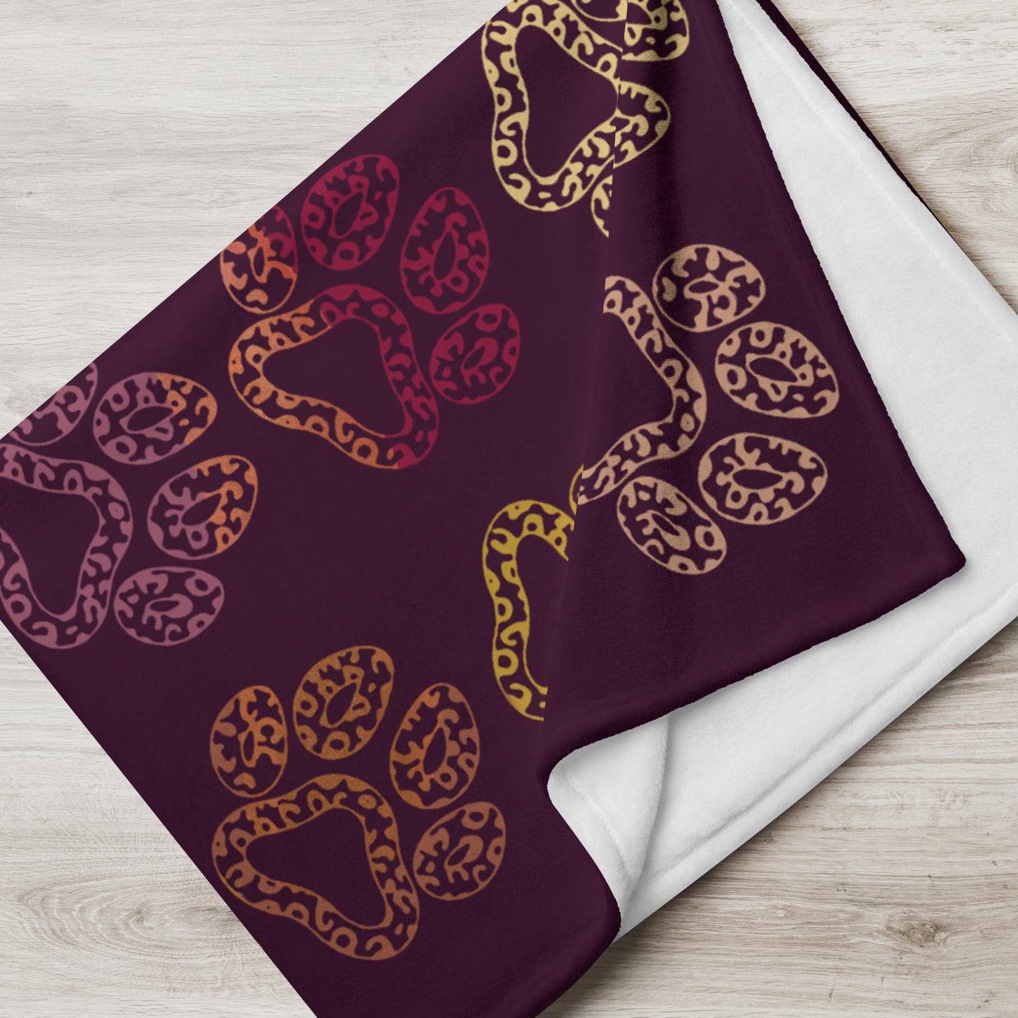 Plum Paw Prints Throw Blanket-DoggyLoveandMore