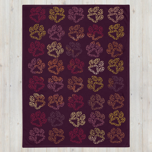 Plum Paw Prints Throw Blanket-DoggyLoveandMore