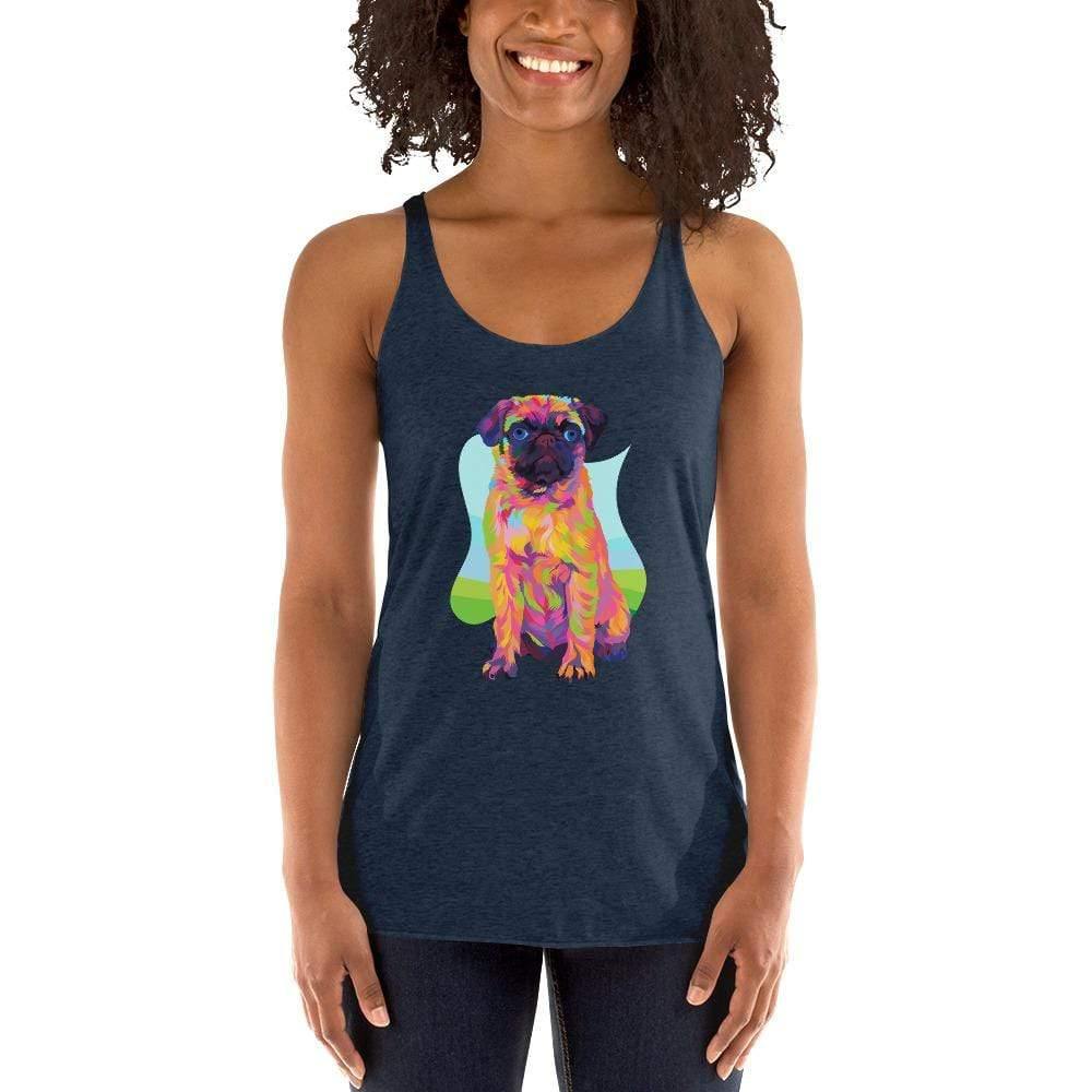 Pug Dog Racerback Tank Top-DoggyLoveandMore