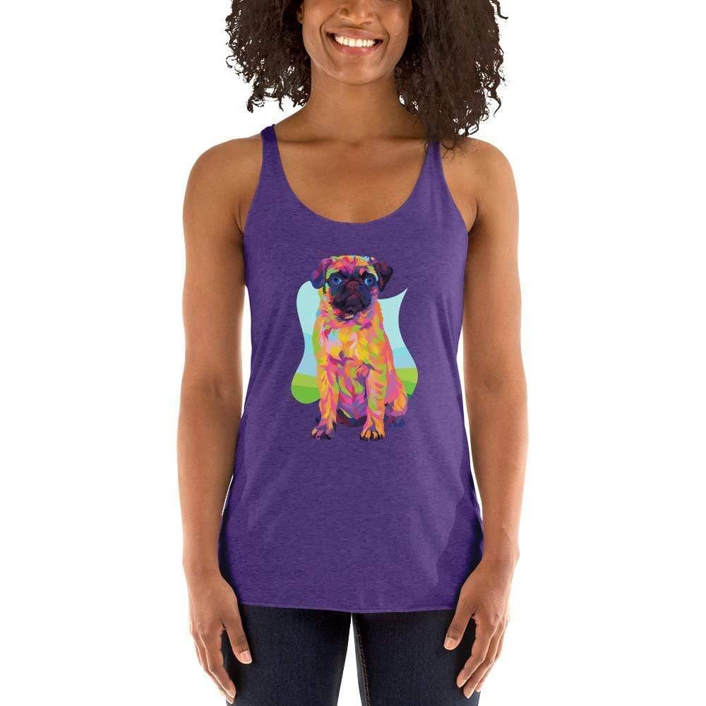 Pug Dog Racerback Tank Top-DoggyLoveandMore