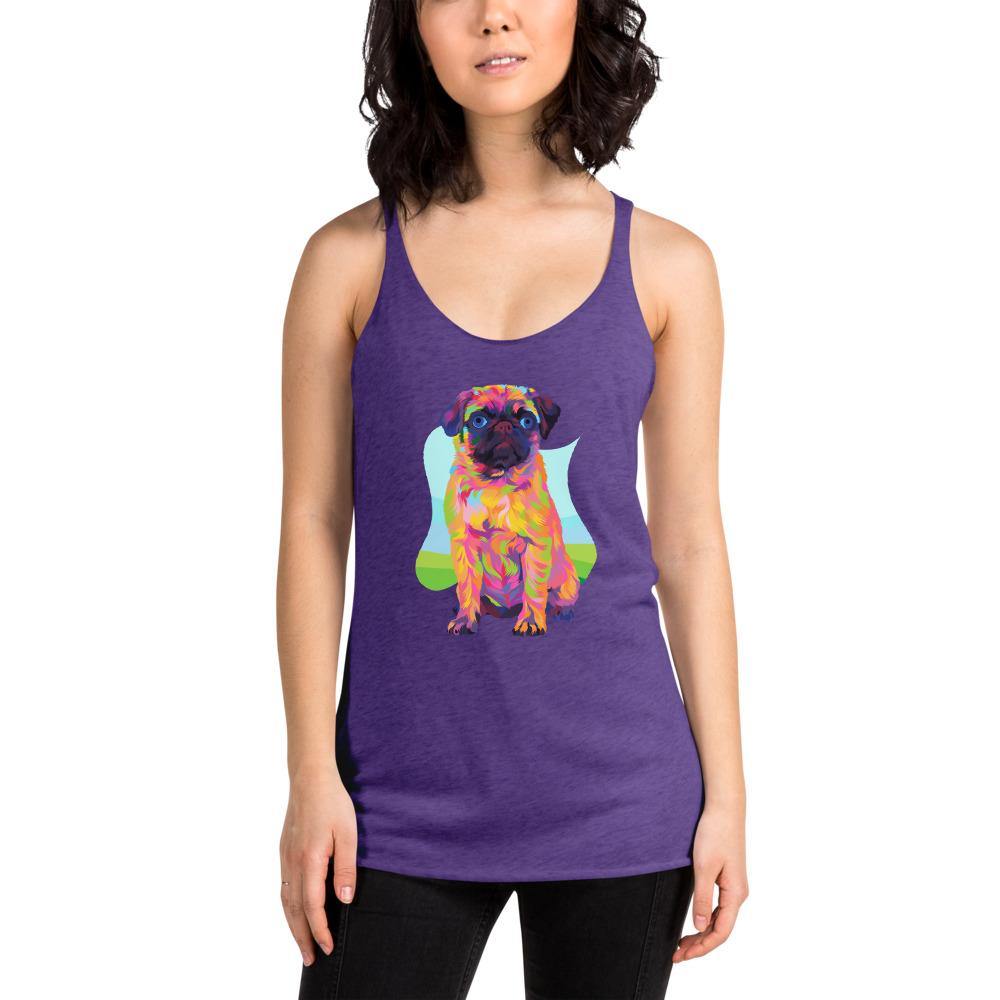 Pug Dog Racerback Tank Top-DoggyLoveandMore