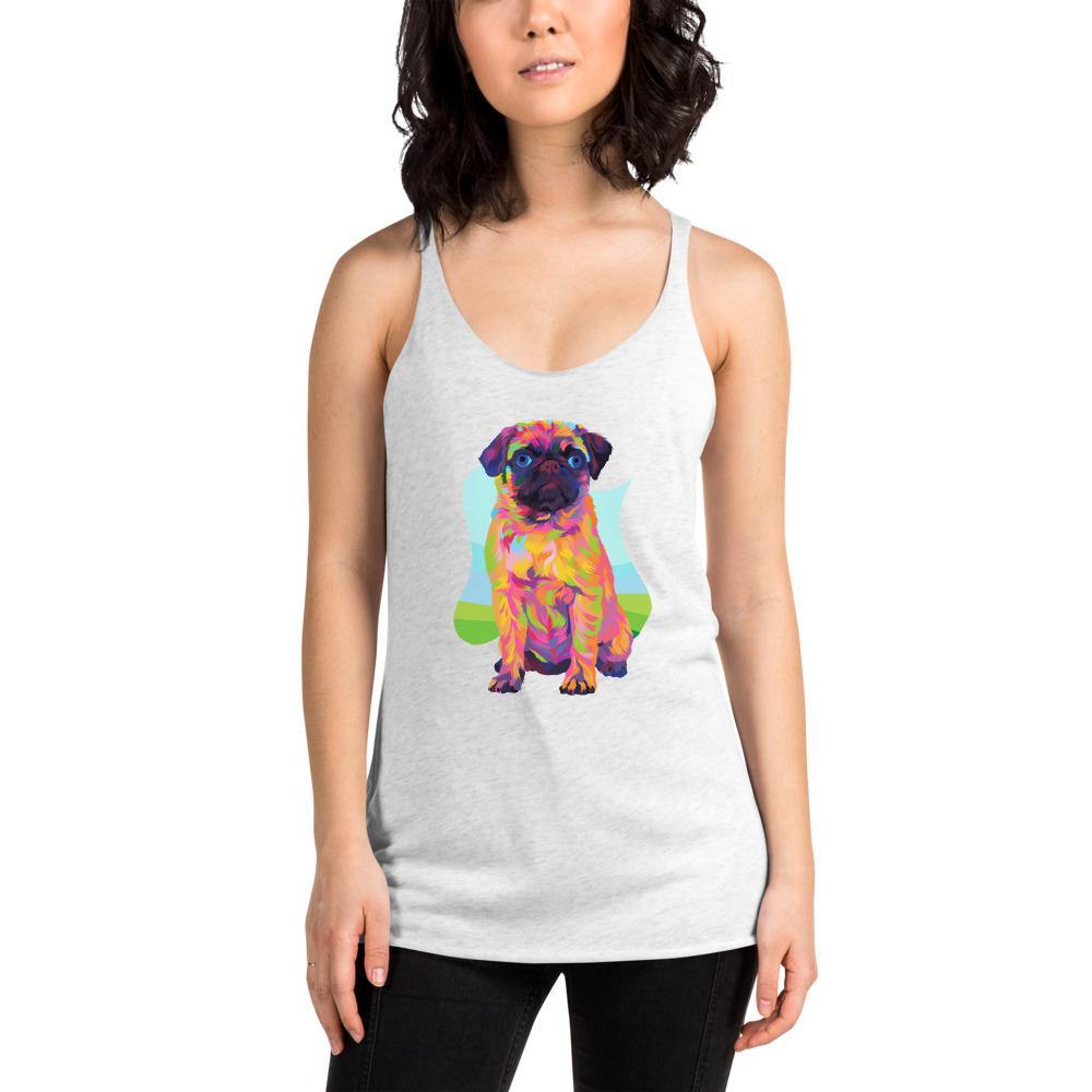 Pug Dog Racerback Tank Top-DoggyLoveandMore