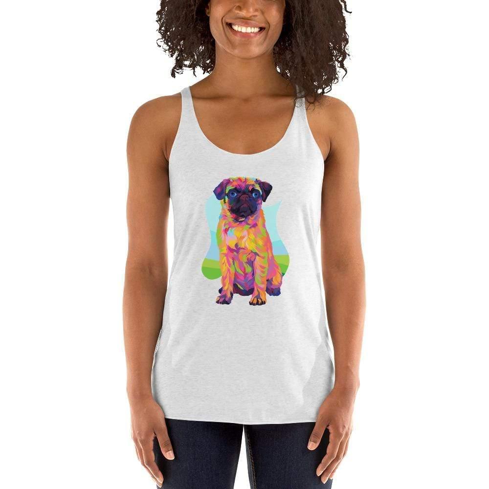 Pug Dog Racerback Tank Top-DoggyLoveandMore