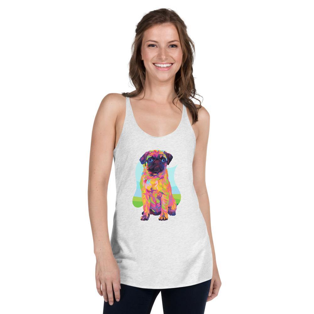 Pug Dog Racerback Tank Top-DoggyLoveandMore