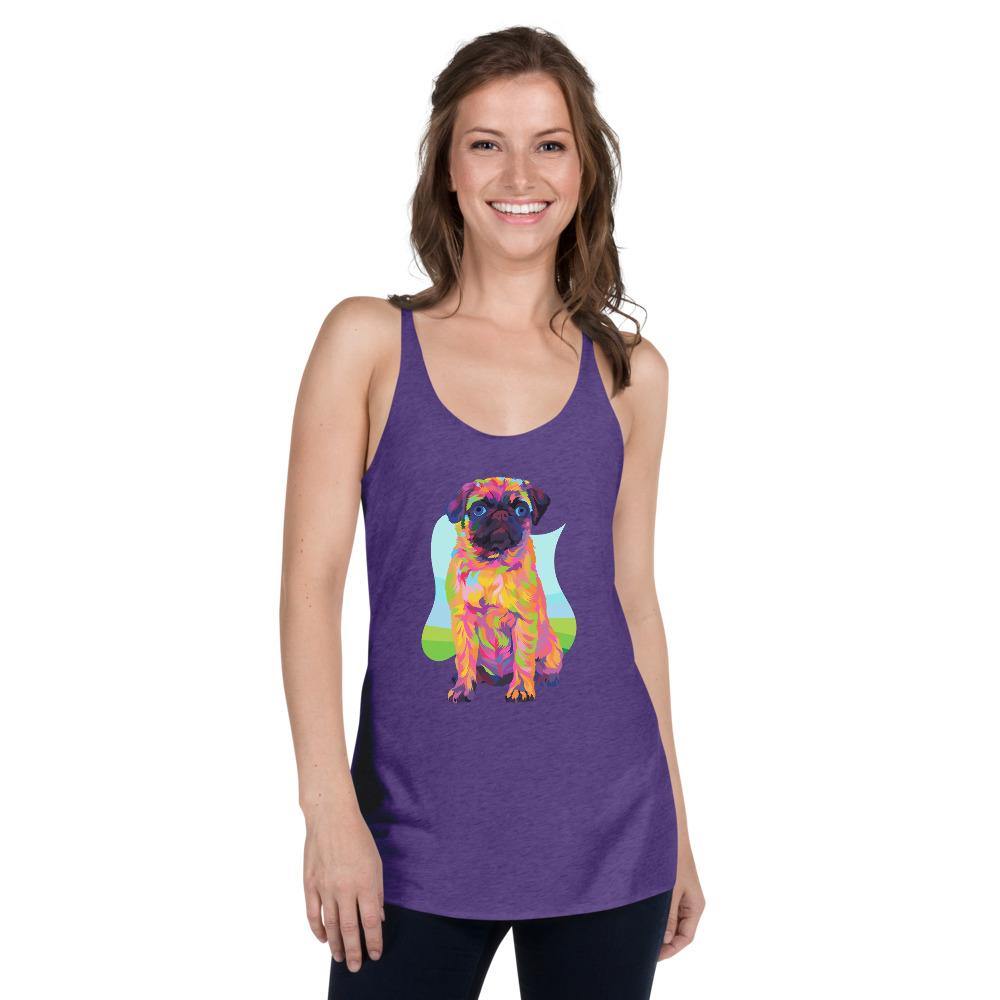 Pug Dog Racerback Tank Top-DoggyLoveandMore