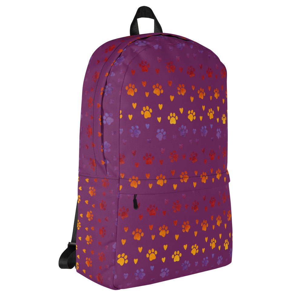 Purple Paw Prints Backpack-DoggyLoveandMore