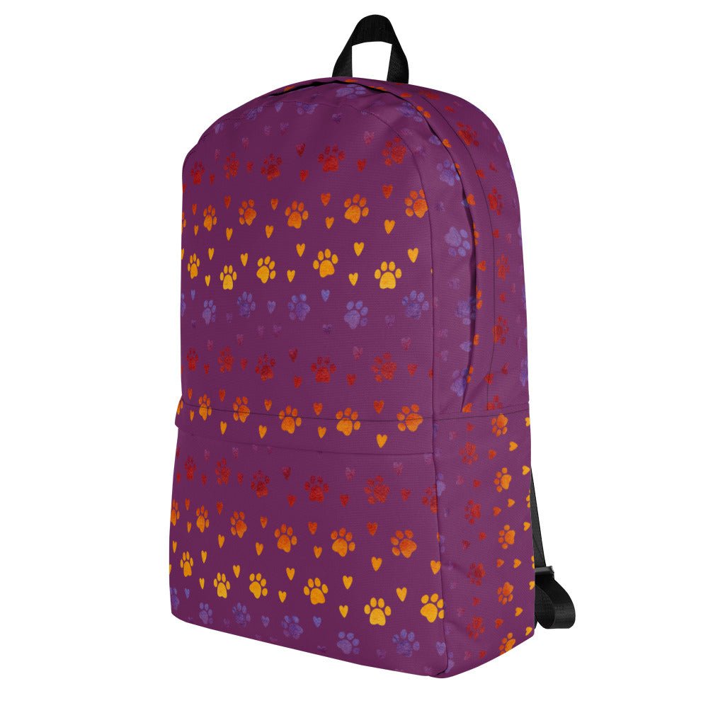 Purple Paw Prints Backpack-DoggyLoveandMore