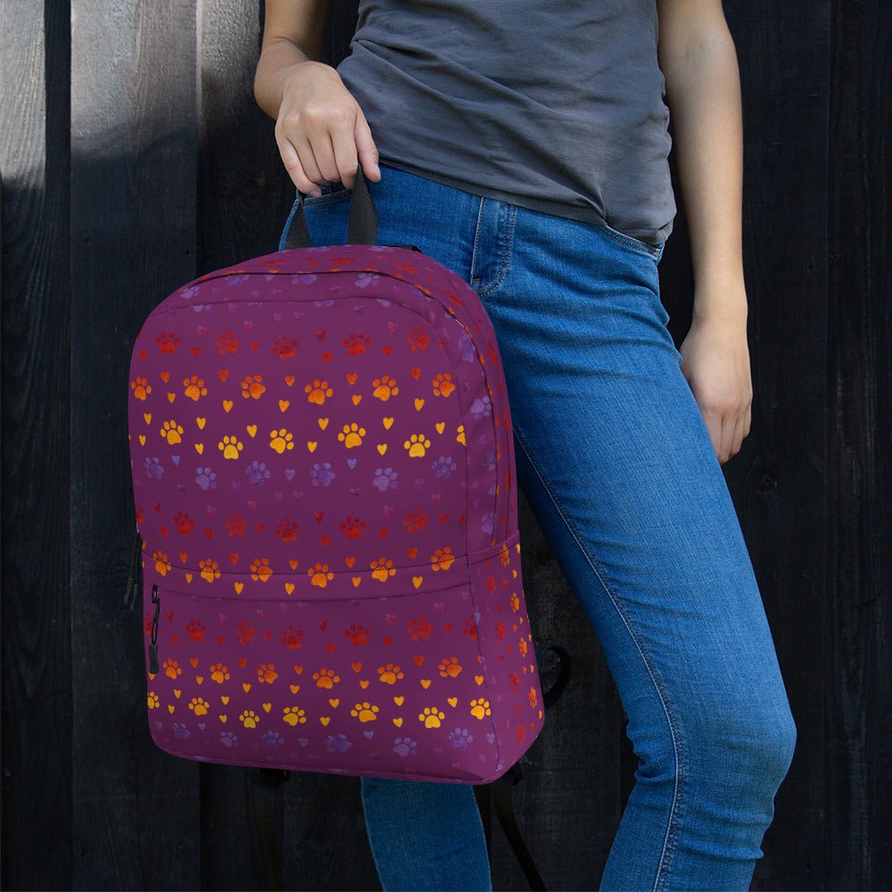 Purple Paw Prints Backpack-DoggyLoveandMore