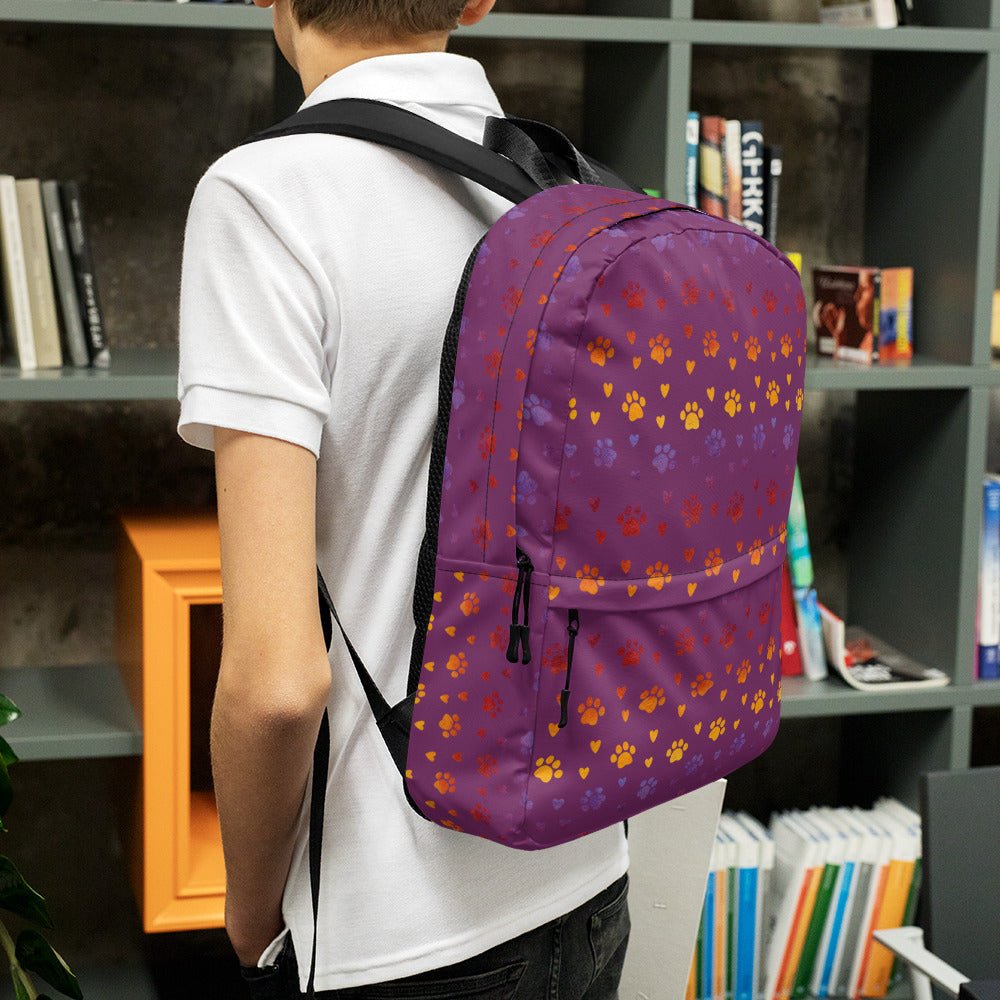 Purple Paw Prints Backpack-DoggyLoveandMore