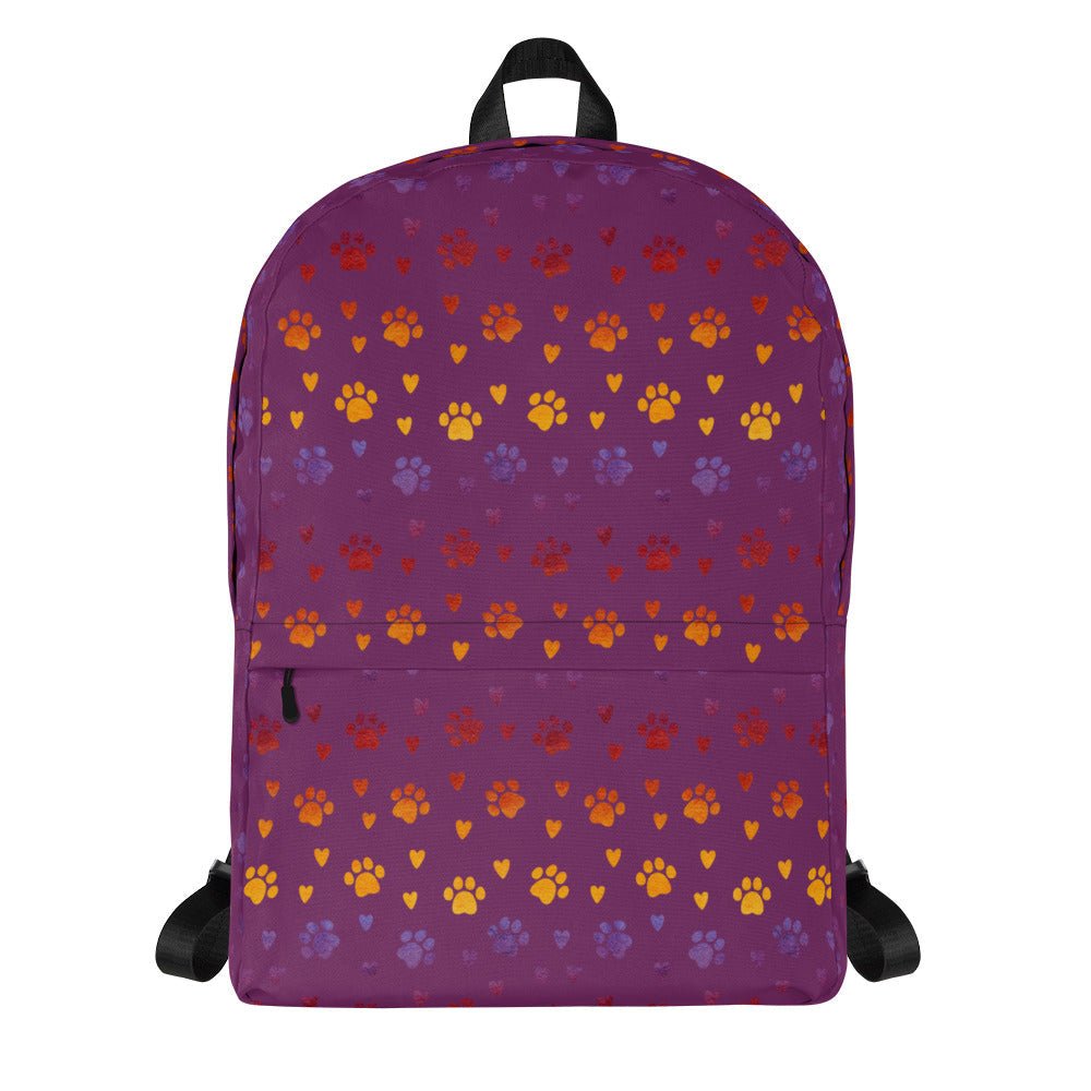 Purple Paw Prints Backpack-DoggyLoveandMore