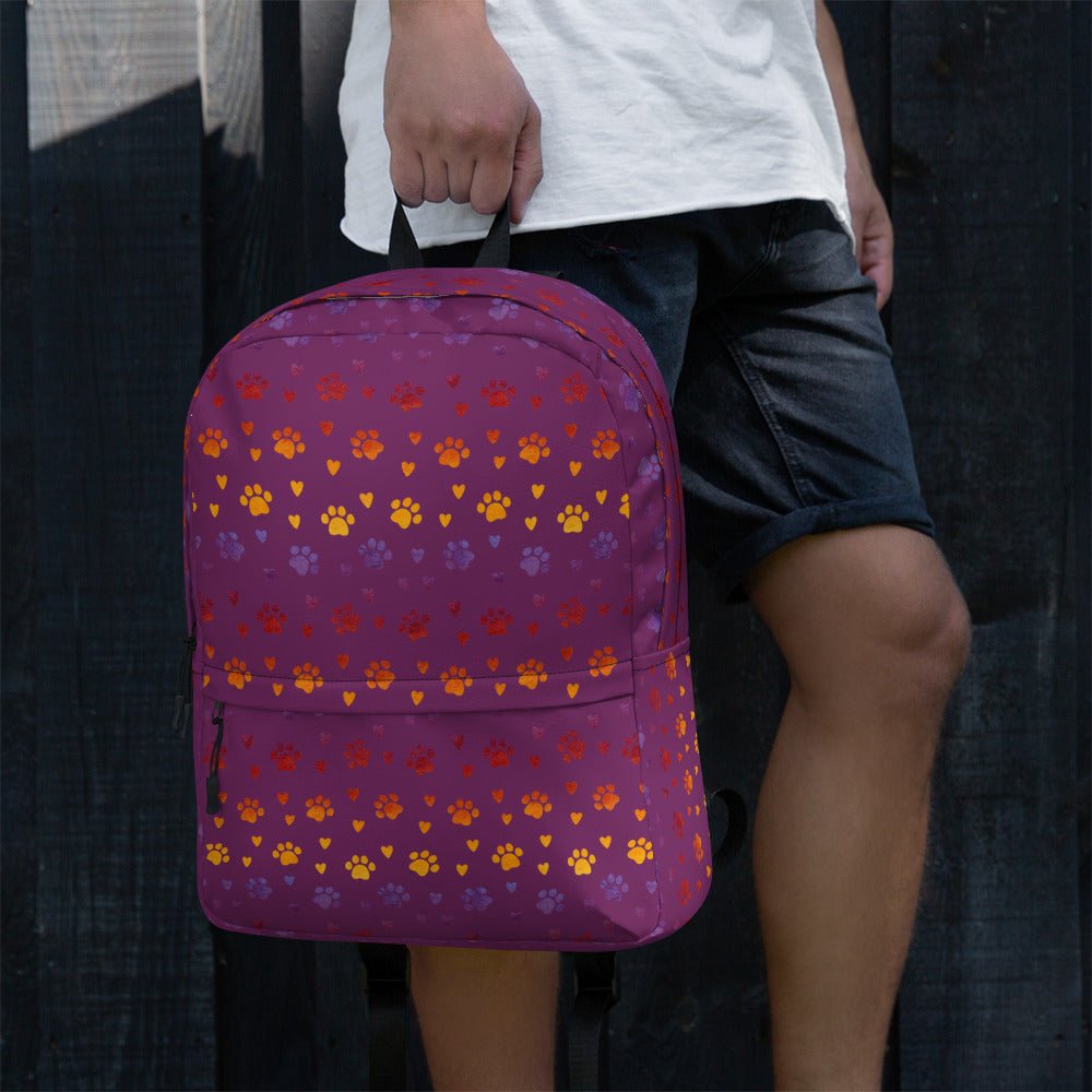 Purple Paw Prints Backpack-DoggyLoveandMore