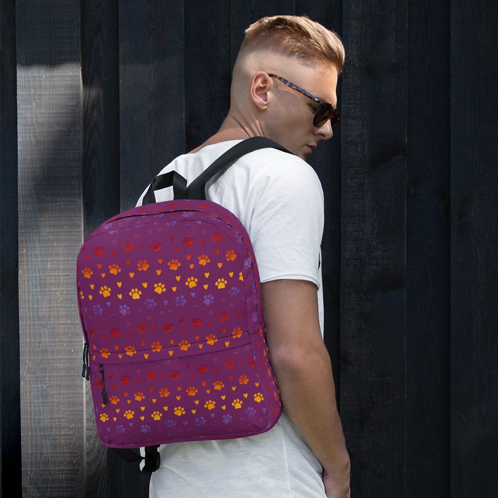 Purple Paw Prints Backpack-DoggyLoveandMore