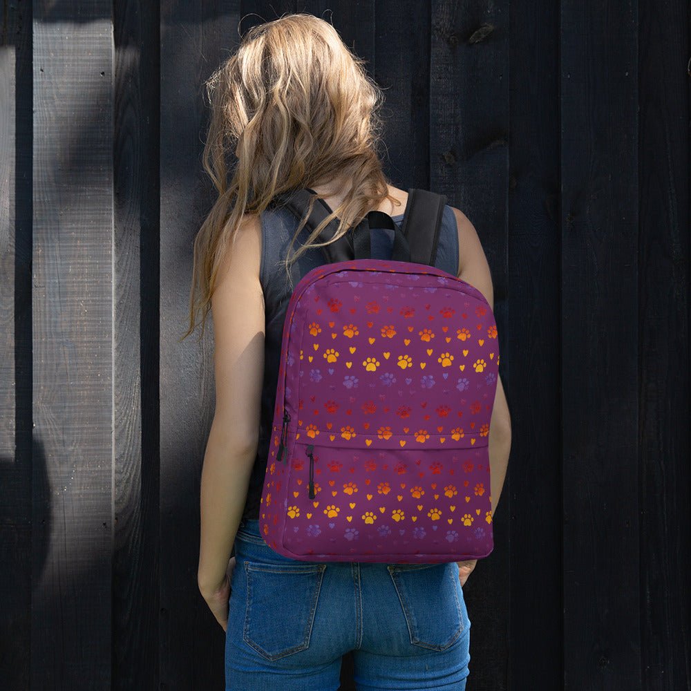 Purple Paw Prints Backpack-DoggyLoveandMore