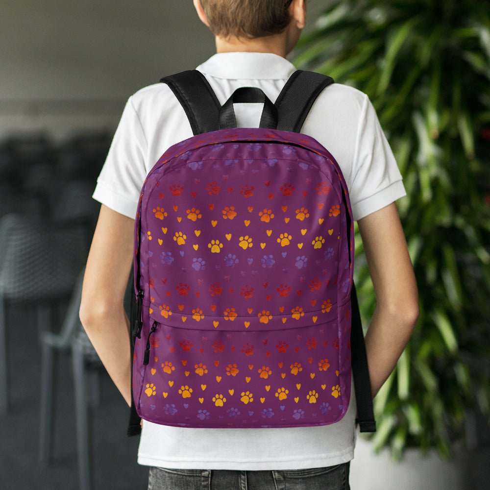 Purple Paw Prints Backpack-DoggyLoveandMore