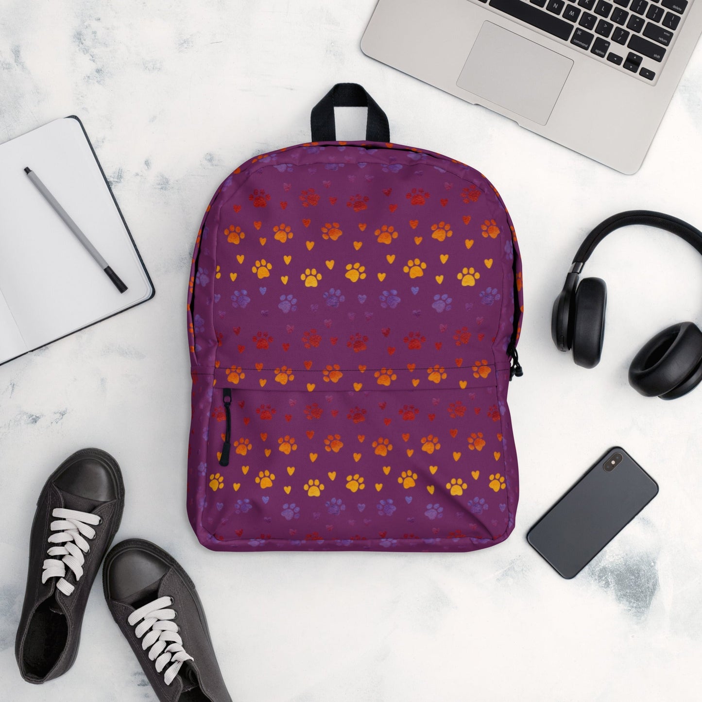 Purple Paw Prints Backpack-DoggyLoveandMore