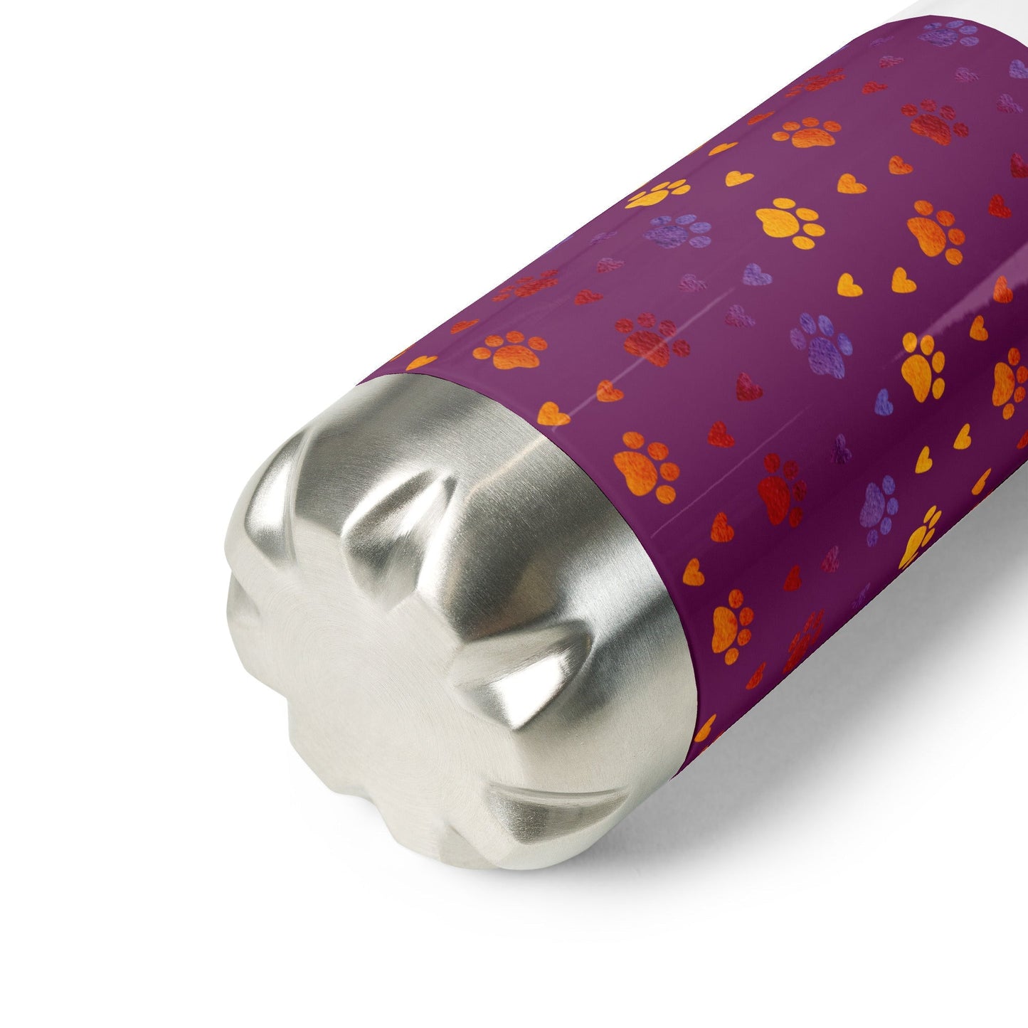 Purple Paw Prints Stainless Steel Water Bottle-DoggyLoveandMore