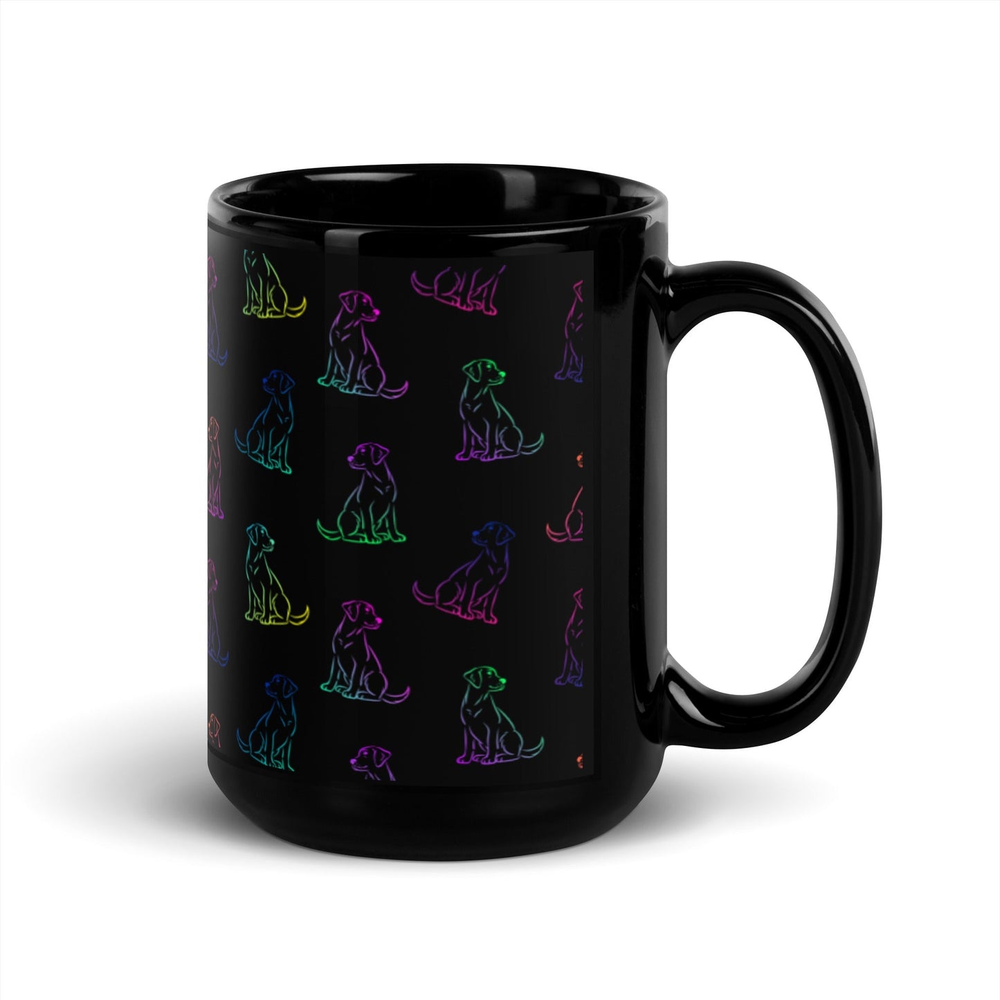 Rainbow Dog Black Mug-DoggyLoveandMore