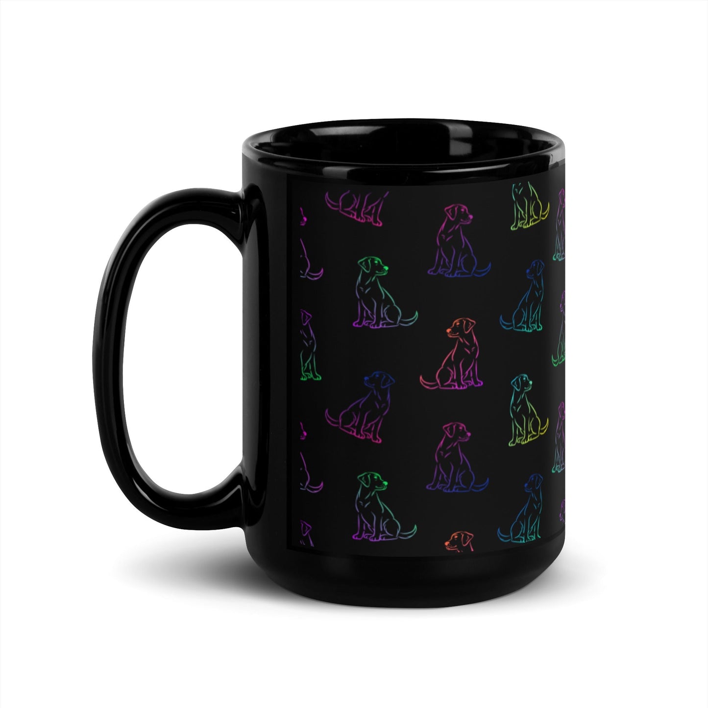Rainbow Dog Black Mug-DoggyLoveandMore