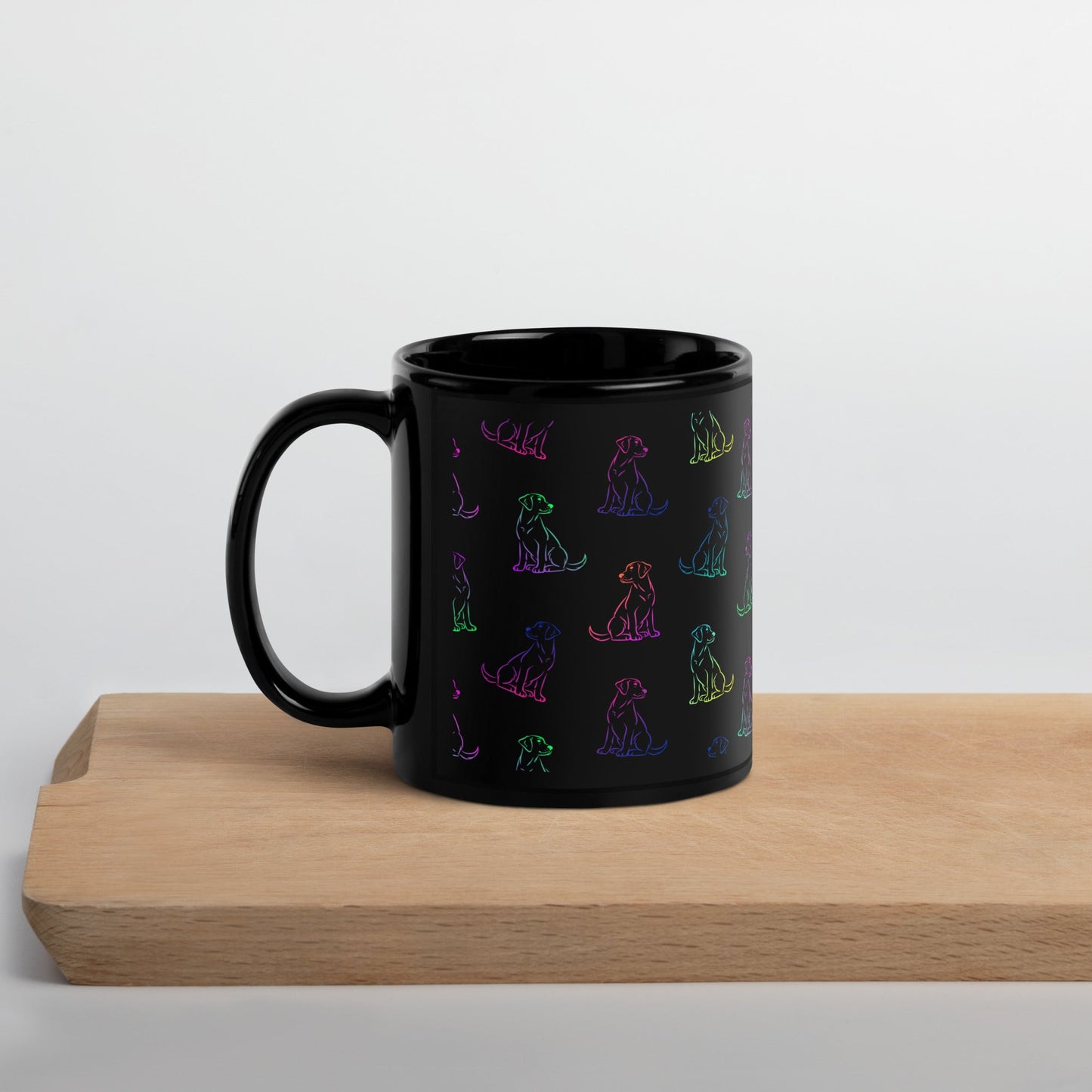 Rainbow Dog Black Mug-DoggyLoveandMore