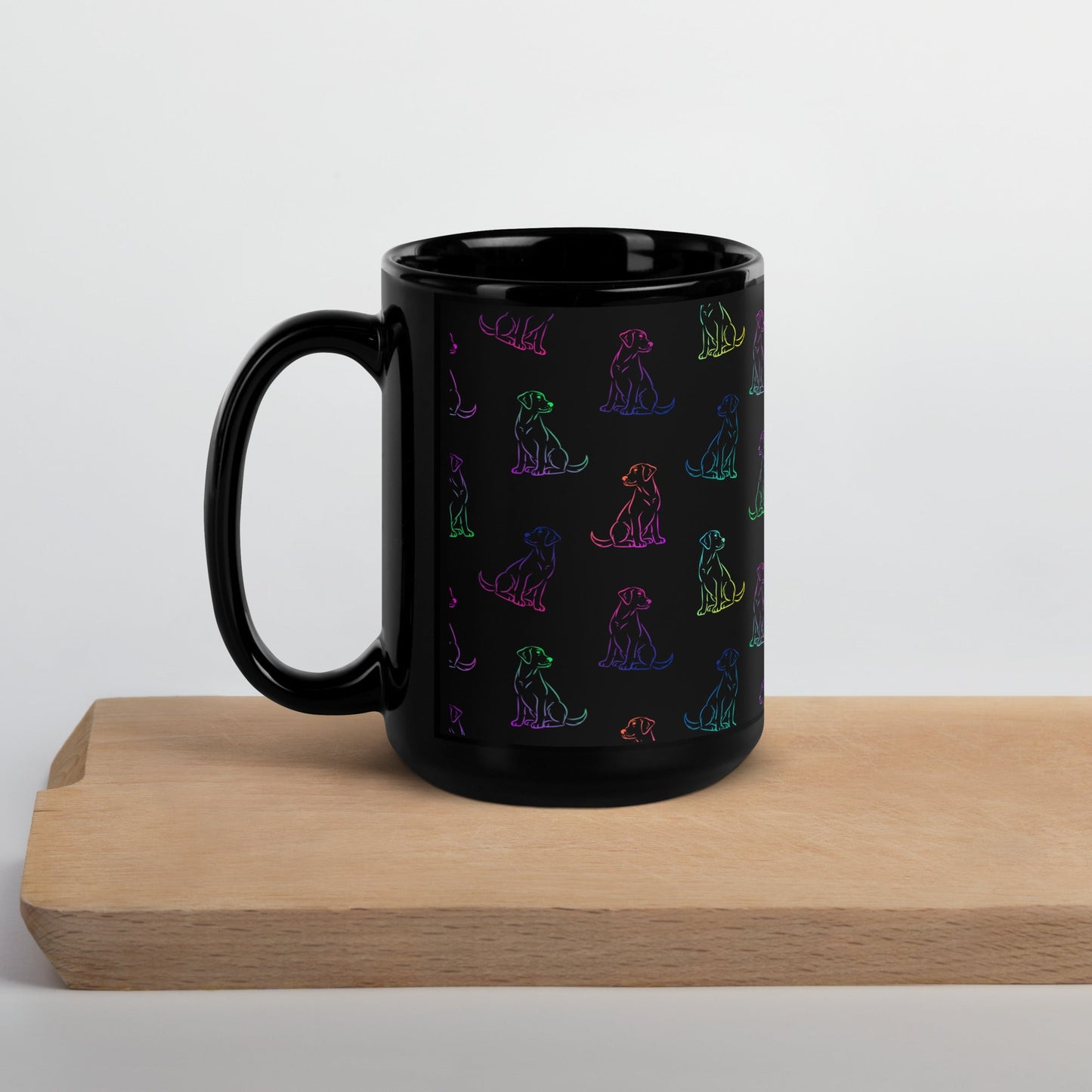 Rainbow Dog Black Mug-DoggyLoveandMore