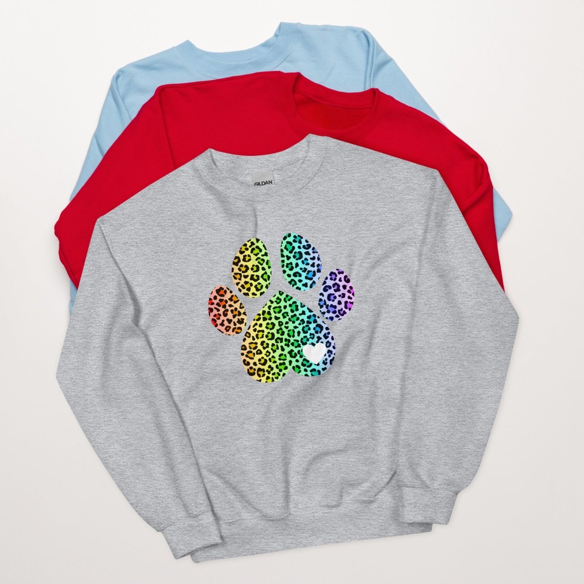 Rainbow Leopard Dog Paw Sweatshirt - DoggyLoveandMore