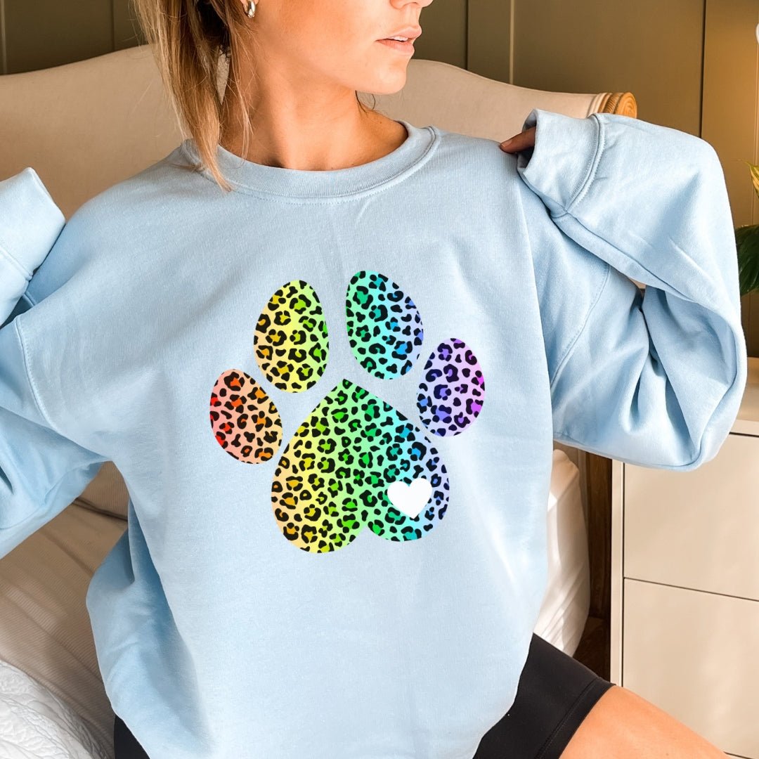 Rainbow Leopard Dog Paw Sweatshirt - DoggyLoveandMore