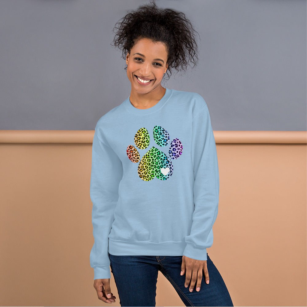 Rainbow Leopard Dog Paw Sweatshirt - DoggyLoveandMore