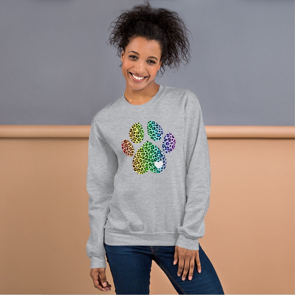 Rainbow Leopard Dog Paw Sweatshirt - DoggyLoveandMore