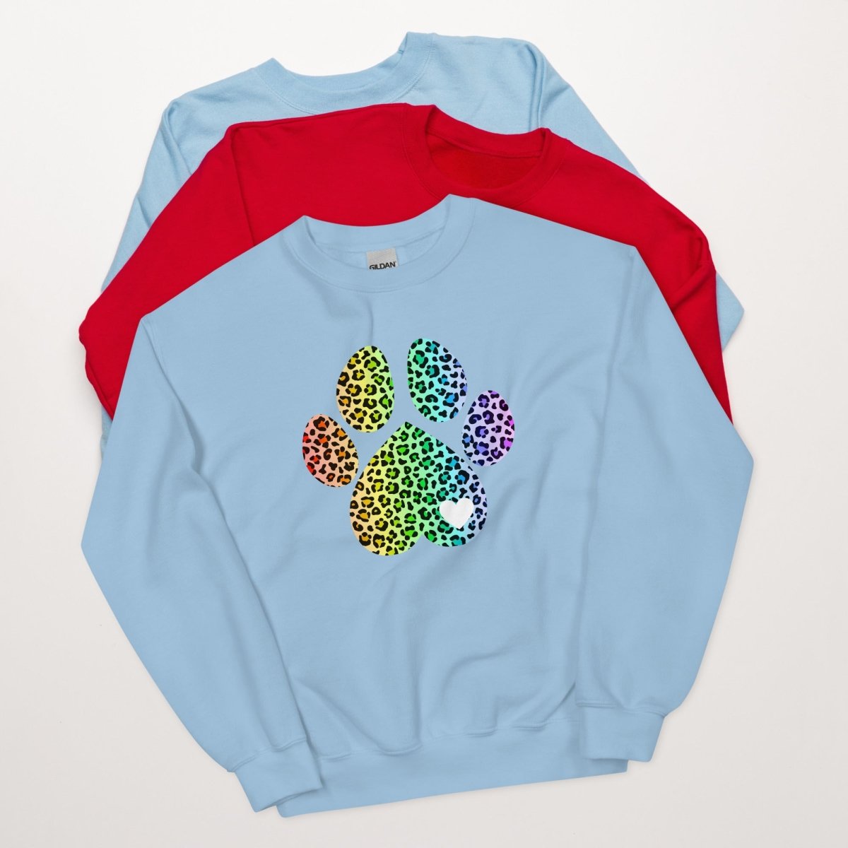 Rainbow Leopard Dog Paw Sweatshirt - DoggyLoveandMore