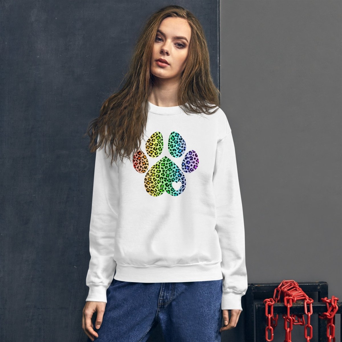 Rainbow Leopard Dog Paw Sweatshirt - DoggyLoveandMore