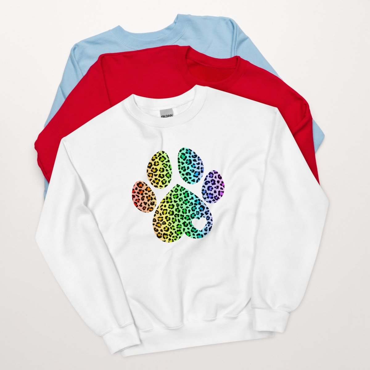 Rainbow Leopard Dog Paw Sweatshirt - DoggyLoveandMore