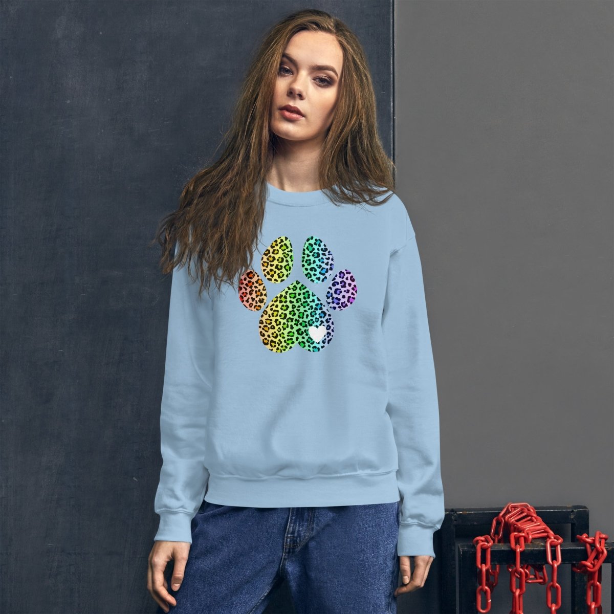 Rainbow Leopard Dog Paw Sweatshirt - DoggyLoveandMore